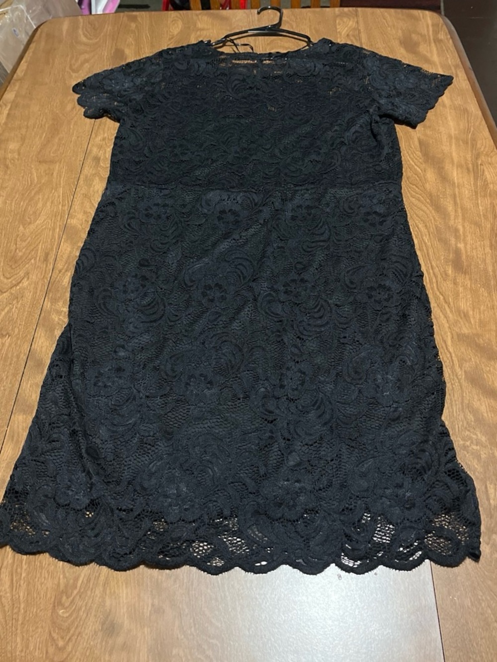 Ambiance Black Lace Mini Dress with Short Sleeves